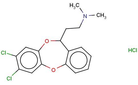 (+-)-7,8-DICHLORO-N,N-DIMETHYL-11H-DIBENZO(B,E)(1,4)DIOXEPIN-11-ETHANA MINE HYDROCHLORIDE